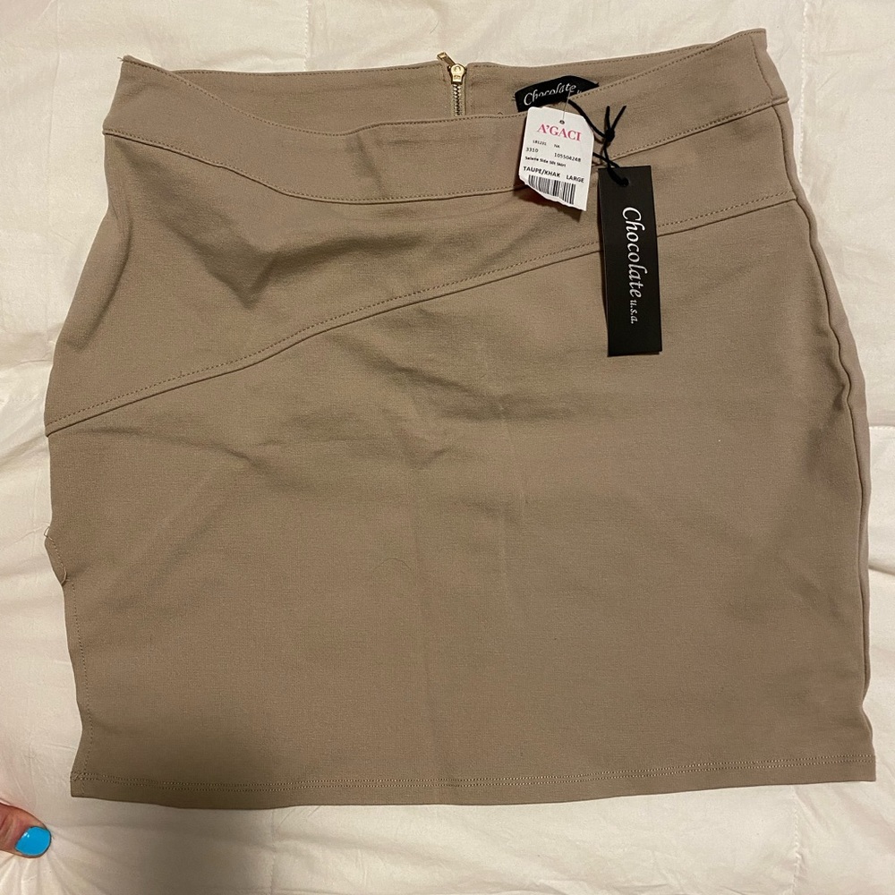 Khaki Tan Mini Skirt from A’gaci Large